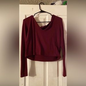 Maroon hoodies crop top
